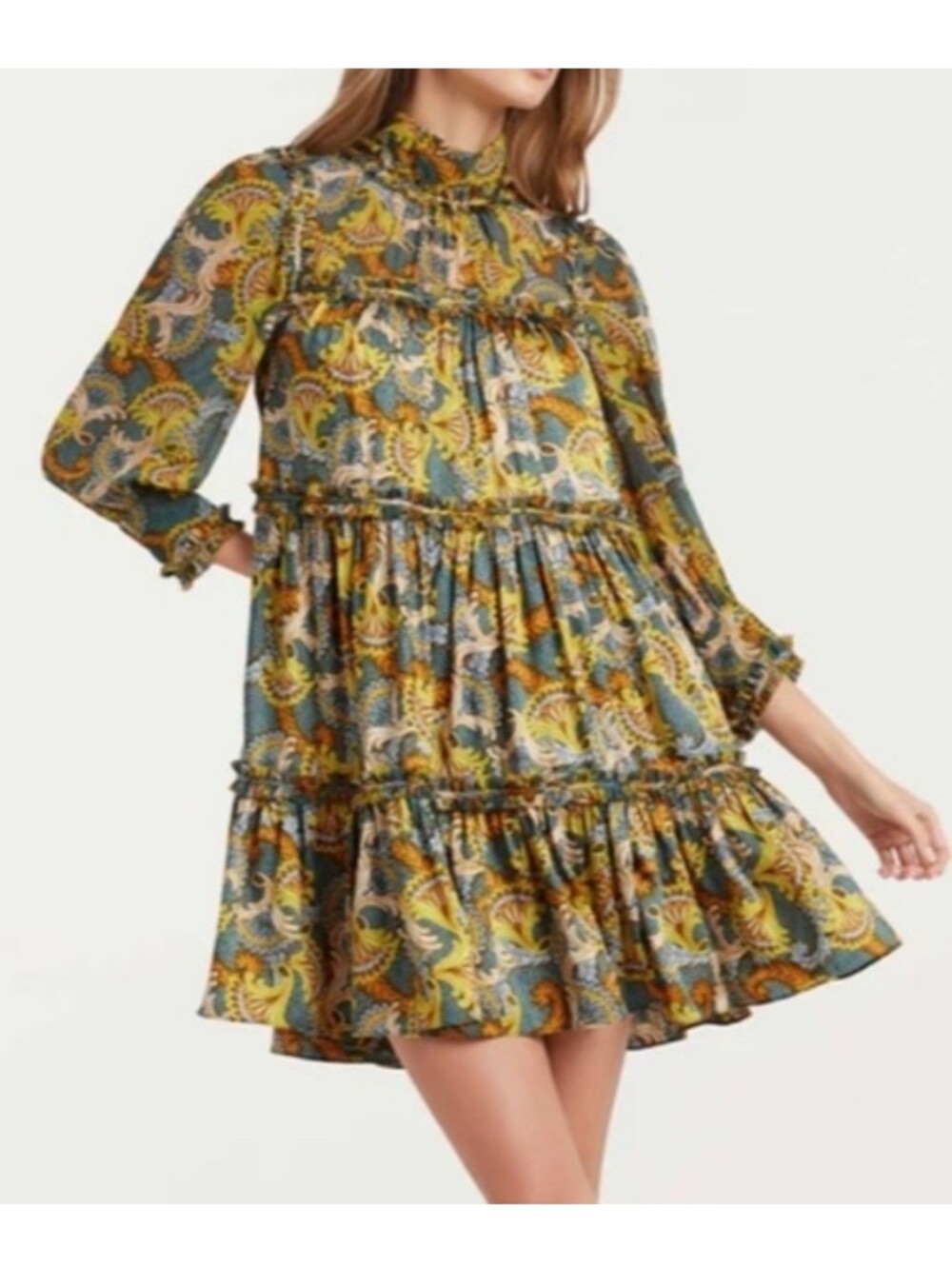 Cinq à Sept Brady Paisley baby doll Fall  Mini Dress 2